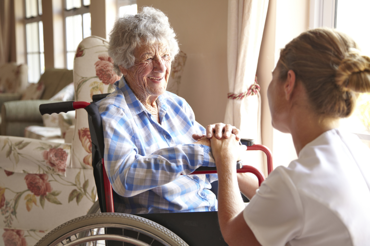 elderly woman in a private retirement home